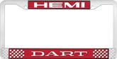 Hemi Dart; License Plate Frame; Red And Chrome With White Lettering