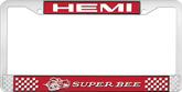 Hemi Super Bee; License Plate Frame; Red And Chrome With White Lettering
