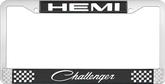 Hemi Challenger; License Plate Frame; Black And Chrome With White Lettering