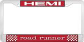 Hemi Road Runner; License Plate Frame; Red And Chrome With White Lettering