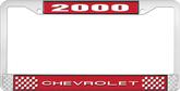 2000 Chevrolet Style # 1 - Red and Chrome License Plate Frame with White Lettering