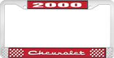 2000 Chevrolet Style # 2 - Red and Chrome License Plate Frame with White Lettering