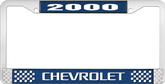 2000 Chevrolet Style # 3 - Blue and Chrome License Plate Frame with White Lettering