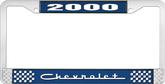 2000 Chevrolet Style # 5 - Blue and Chrome License Plate Frame with White Lettering