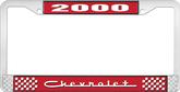 2000 Chevrolet Style # 5 - Red and Chrome License Plate Frame with White Lettering