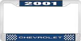 2001 Chevrolet Style # 1 - Blue and Chrome License Plate Frame with White Lettering