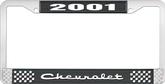 2001 Chevrolet Style # 2 - Black and Chrome License Plate Frame with White Lettering