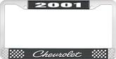 2001 Chevrolet Style # 4 - Black and Chrome License Plate Frame with White Lettering