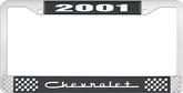 2001 Chevrolet Style # 5 - Black and Chrome License Plate Frame with White Lettering