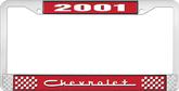 2001 Chevrolet Style # 5 - Red and Chrome License Plate Frame with White Lettering