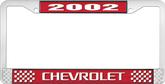 2002 Chevrolet Style #3 - Red and Chrome License Plate Frame with White Lettering