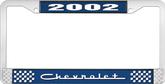 2002 Chevrolet Style #5 Blue and Chrome License Plate Frame with White Lettering