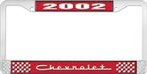 2002 Chevrolet Style #5 Red and Chrome License Plate Frame with White Lettering