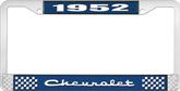 1952 Chevrolet Style #2 Blue and Chrome License Plate Frame with White Lettering