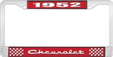 1952 Chevrolet Style #2 Red and Chrome License Plate Frame with White Lettering