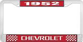 1952 Chevrolet Style #3 Red and Chrome License Plate Frame with White Lettering