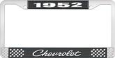 1952 Chevrolet Style #4 Black and Chrome License Plate Frame with White Lettering