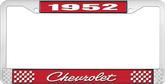 1952 Chevrolet Style #4 Red and Chrome License Plate Frame with White Lettering