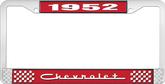 1952 Chevrolet Style #5 Red and Chrome License Plate Frame with White Lettering
