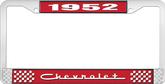 1952 Chevrolet Style #5 Red and Chrome License Plate Frame with White Lettering