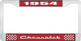1954 Chevrolet Style #2 Red and Chrome License Plate Frame with White Lettering