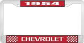 1954 Chevrolet Style #3 Red and Chrome License Plate Frame with White Lettering