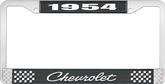 1954 Chevrolet Style #4 Black and Chrome License Plate Frame with White Lettering