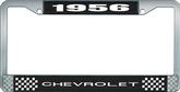 1956 Chevrolet Style #1 Black and Chrome License Plate Frame with White Lettering