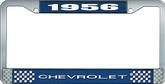 1956 Chevrolet Style #1 Blue and Chrome License Plate Frame with White Lettering