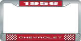 1956 Chevrolet Style #1 Red and Chrome License Plate Frame with White Lettering
