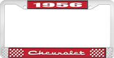 1956 Chevrolet Style #2 Red and Chrome License Plate Frame with White Lettering