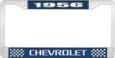 1956 Chevrolet Style #3 Blue and Chrome License Plate Frame with White Lettering