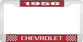 1956 Chevrolet Style #3 Red and Chrome License Plate Frame with White Lettering