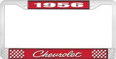 1956 Chevrolet Style #4 Red and Chrome License Plate Frame with White Lettering