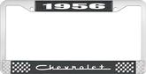 1956 Chevrolet Style #5 Black and Chrome License Plate Frame with White Lettering