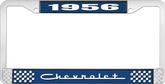 1956 Chevrolet Style #5 Blue and Chrome License Plate Frame with White Lettering