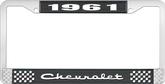 1961 Chevrolet Style #2 Black and Chrome License Plate Frame with White Lettering