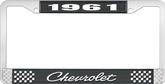 1961 Chevrolet Style #4 Black and Chrome License Plate Frame with White Lettering