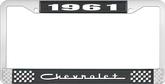 1961 Chevrolet Style #5 Black and Chrome License Plate Frame with White Lettering