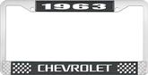 1963 Chevrolet Style #3 Black and Chrome License Plate Frame with White Lettering
