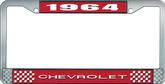 1964 Chevrolet Style #1 Red and Chrome License Plate Frame with White Lettering