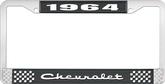 1964 Chevrolet Style #2 Black and Chrome License Plate Frame with White Lettering