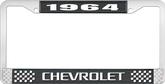 1964 Chevrolet Style #3 Black and Chrome License Plate Frame with White Lettering