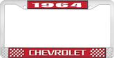1964 Chevrolet Style #3 Red and Chrome License Plate Frame with White Lettering