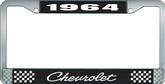 1964 Chevrolet Style #4 Black and Chrome License Plate Frame with White Lettering