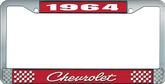1964 Chevrolet Style #4 Red and Chrome License Plate Frame with White Lettering