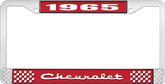 1965 Chevrolet Style #2 Red and Chrome License Plate Frame with White Lettering