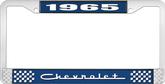 1965 Chevrolet Style #5 Blue and Chrome License Plate Frame with White Lettering