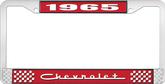 1965 Chevrolet Style #5 Red and Chrome License Plate Frame with White Lettering
