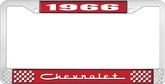 1966 Chevrolet Style #5 Red and Chrome License Plate Frame with White Lettering